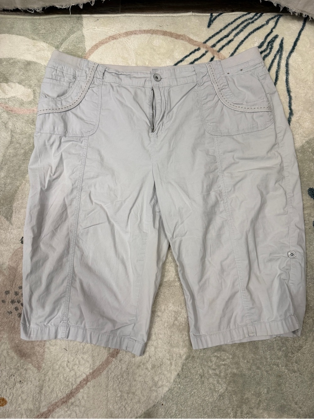 Women's Light Gray Casual Cargo Shorts